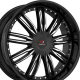 1 X Cavallo CLV-54 Gloss Black & Machined 22X9.5 6x135/6x139.7 108 Hub 25 Offset Black Wheel Rim