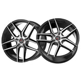 1 X Cavallo CLV-55 Gloss Black & Machined 22X8.5 5x112/5x114.3 74.1 Hub 38 Offset Black Wheel Rim