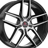1 X Cavallo CLV-55 Gloss Black & Machined 22X8.5 5x112/5x114.3 74.1 Hub 38 Offset Black Wheel Rim