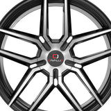 1 X Cavallo CLV-55 Gloss Black & Machined 22X8.5 5x112/5x114.3 74.1 Hub 38 Offset Black Wheel Rim