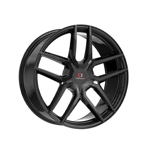 1 X Cavallo CLV-55 Gloss Black 18X8 4x100/4x114.3 74.1 Hub 35 Offset Black Wheel Rim
