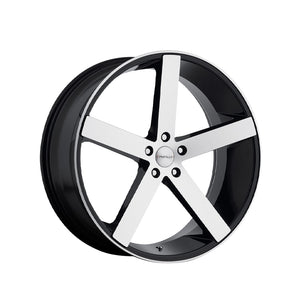 1 X Cavallo CLV-5 Gloss Black & Machined 22X9 Blank 74.1 Hub 35 Offset Black Wheel Rim
