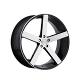 1 X Cavallo CLV-5 Gloss Black & Machined 22X9 5x115 74.1 Hub 18 Offset Black Wheel Rim