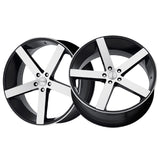 1 X Cavallo CLV-5 Gloss Black & Machined 22X9 Blank 74.1 Hub 35 Offset Black Wheel Rim
