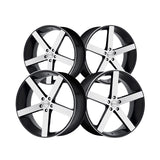 1 X Cavallo CLV-5 Gloss Black & Machined 22X9 5x115 74.1 Hub 18 Offset Black Wheel Rim