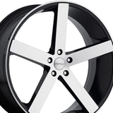 1 X Cavallo CLV-5 Gloss Black & Machined 22X9 Blank 74.1 Hub 35 Offset Black Wheel Rim