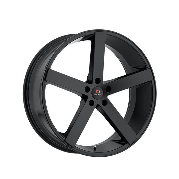 1 X Cavallo CLV-5 Gloss Black 22X9 5x112 66.56 Hub 35 Offset Black Wheel Rim
