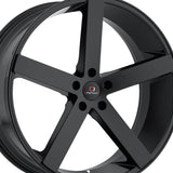 1 X Cavallo CLV-5 Gloss Black 22X9 5x120 74.1 Hub 35 Offset Black Wheel Rim