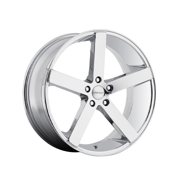 1 X Cavallo CLV-5 Nano Chrome 24X10 Blank 74.1 Hub 20 Offset Chrome Wheel Rim