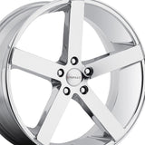 1 X Cavallo CLV-5 Nano Chrome 24X9 5x115 74.1 Hub 15 Offset Chrome Wheel Rim