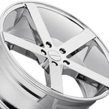 1 X Cavallo CLV-5 Nano Chrome 24X10 Blank 74.1 Hub 20 Offset Chrome Wheel Rim
