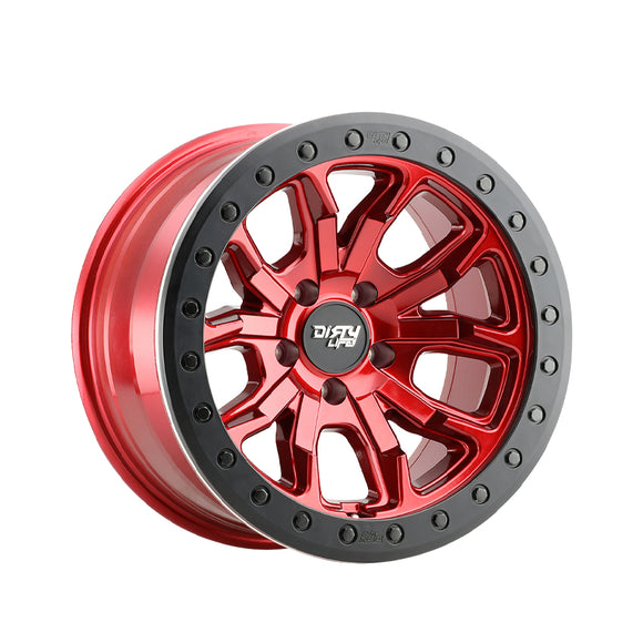 1 X DIRTY LIFE DT-1 17X9 5-139.7 108 Hub -12 Offset Red Wheel Rim