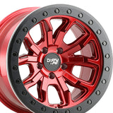 1 X DIRTY LIFE DT-1 17X9 5-139.7 108 Hub -12 Offset Red Wheel Rim