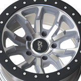 1 X DIRTY LIFE DT-1 17X9 6-139.7 106 Hub -12 Offset Silver Wheel Rim