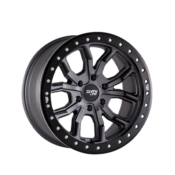 1 X DIRTY LIFE DT-1 17X9 6-139.7 106 Hub -12 Offset Gray Wheel Rim