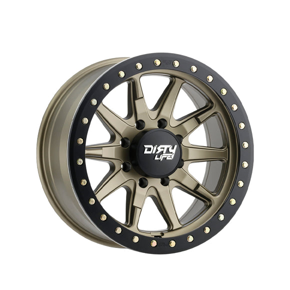 1 X DIRTY LIFE DT-2 17X9 8-165.1 130.8 Hub -12 Offset Gold Wheel Rim