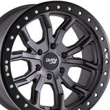 1 X DIRTY LIFE DT-2 17X9 5-127 78.1 Hub -12 Offset Gray Wheel Rim