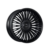 1 X Dolce Luxury Razzo 22x9.5 6x139.7 73.1 Hub 5.96 Offset Glossy Black Wheel Rim