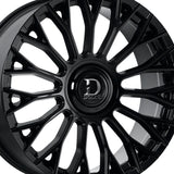 1 X Dolce Luxury Roma 22x9.5 6x139.7 73.1 Hub 5.96 Offset Glossy Black Wheel Rim