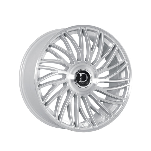 1 X Dolce Luxury Sesto 22x9.5 6x139.7 73.1 Hub 6.63 Offset Glossy Sliver Brush Face Wheel Rim