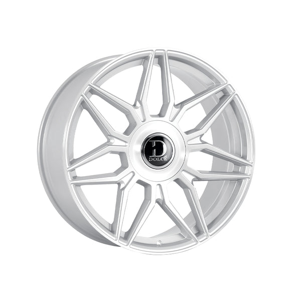 1 X Dolce Luxury Verona 22x9.5 6x139.7 73.1 Hub 6.63 Offset Glossy Sliver Brush Face Wheel Rim