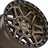 1 X Dropstars Trail Series 602BZB 17X9 6X135 106.2 Hub -12 Offset Satin Bronze w/ Black Ring Wheel Rim