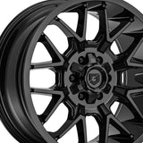 1 X Gear Off Road 768B 20X9 8X170 125.2 Hub +18 Offset Black Wheel Rim