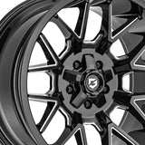 1 X Gear Off Road 768BM 20X9 8X180 124.3 Hub +18 Offset Black Wheel Rim