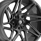 1 X Gear Off Road 777BM 20X10 8X180 124.3 Hub -19 Offset Gloss Black Milled Wheel Rim