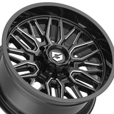 1 X Gear Off Road 775BM 22X10 8X6.50 125.2 Hub -19 Offset Black Wheel Rim