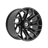 1 X Gear Off Road 776BM 20X9 8X6.50 125.2 Hub +00 Offset Black Wheel Rim