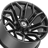 1 X Gear Off Road 776BM 20X9 8X6.50 125.2 Hub +00 Offset Black Wheel Rim