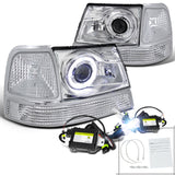 Coolstuffguru Compatible with 98-00 Ranger Chrome Halo Projector Headlight+Clear Corner Lamp+H1 6000K HID