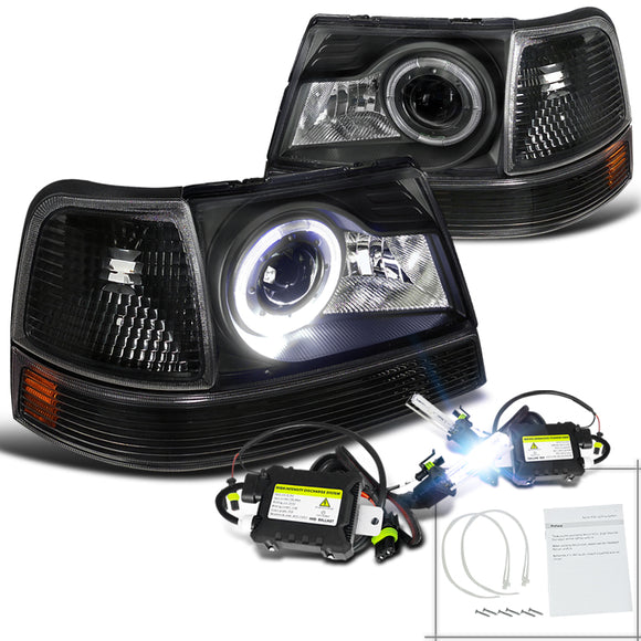 Coolstuffguru Compatible with Ford Ranger Halo Black Projector Headlights+Corner+H1 6000K HID Kit