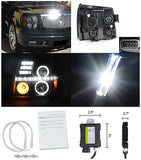 Coolstuffguru Compatible with 02-06 Escalade Black LED Halo Projector Headlights+H1 6000K HID Conversion K