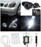 Coolstuffguru Compatible with GS300/GS400/GS430 Black Dual Halo SMD LED H1 6000K HID Projector Headlights