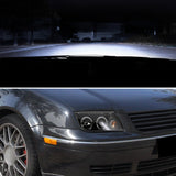 Coolstuffguru Compatible with 99-05 Jetta Bora Mk4 Black LED Halo Projector Headlights+H1 6000K HID Kit