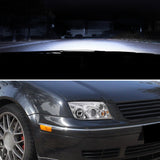 Coolstuffguru Compatible with Volkswagen Jetta Bora Dual Halo LED Projector Headlight W/H1 6000K HID Bulbs