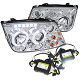 Coolstuffguru Compatible with Volkswagen Jetta Bora Dual Halo LED Projector Headlight W/H1 6000K HID Bulbs