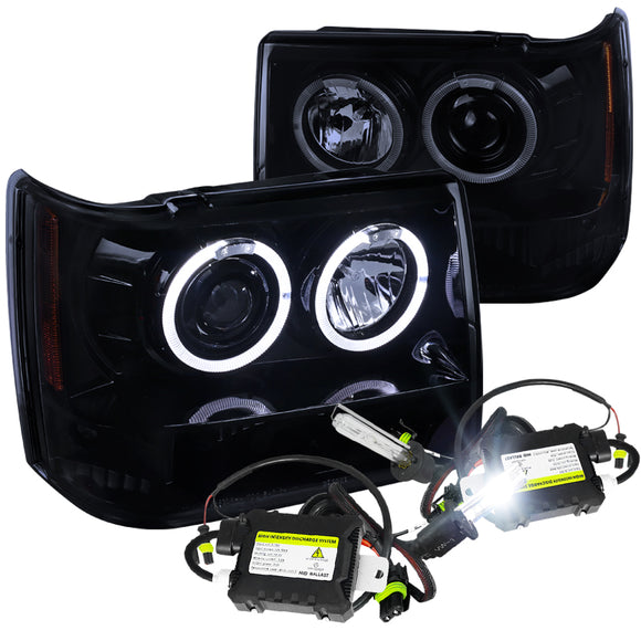 Coolstuffguru Compatible with Grand Cherokee Black Smoke Halo Projector H3 HID 6000K Headlights Kit