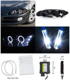 Coolstuffguru Compatible with Glossy Black 98-04 Dodge Intrepid Smoke Led Projector Headlight+H3 6000K Hid