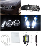 Coolstuffguru Compatible with Glossy Black 00-03 Nissan Sentra Smoke Led Projector Headlights+H3 6000K Hid