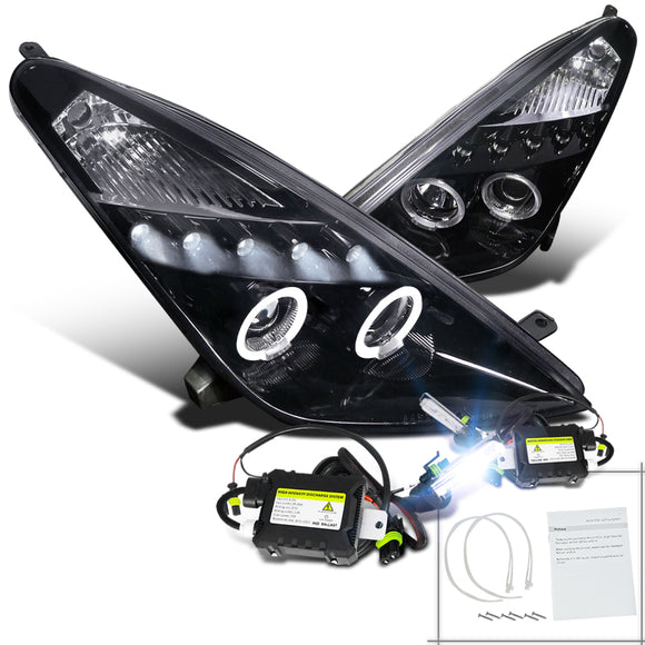 Coolstuffguru Compatible with Glossy Black 00-05 Celica Smoke Halo Led Projector Headlights+H3 6000K Hid K