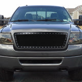 Coolstuffguru Compatible with Ford F150 F-150 Main Upper Mesh Rivet Style Black Stainless Steel Grille Insert