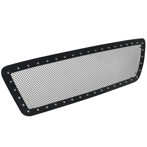 Coolstuffguru Compatible with Ford F150 F-150 Main Upper Mesh Rivet Style Black Stainless Steel Grille Insert