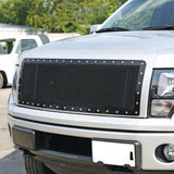 Coolstuffguru Compatible with Ford F150 Pickup Black Textured Rivet Style Upper Front Hood Grille Insert