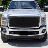 Coolstuffguru Compatible with Ford F250 F350 F450 F550 Super Duty Black Rivet Upper Front Hood Grille Insert