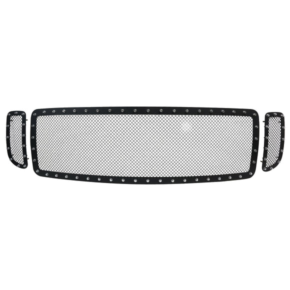 Coolstuffguru Compatible with Ford F250 F350 F450 F550 SuperDuty Excursion Mesh Rivet Main Grille Insert 3PC