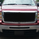 Coolstuffguru Compatible with GMC Sierra 1500 Pickup Black Textured Rivet Style Upper Mesh Hood Grille Insert