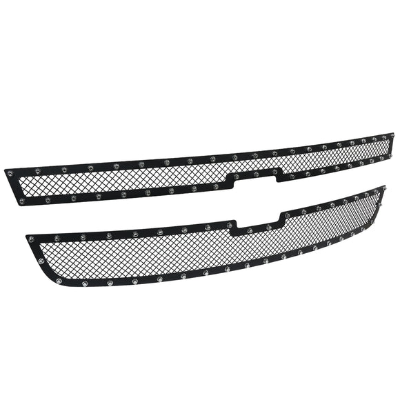 Coolstuffguru Compatible with Chevy Silverado 1500 2500HD 3500 Pickup Rivet Mesh Black Upper Grille Inserts 2PC